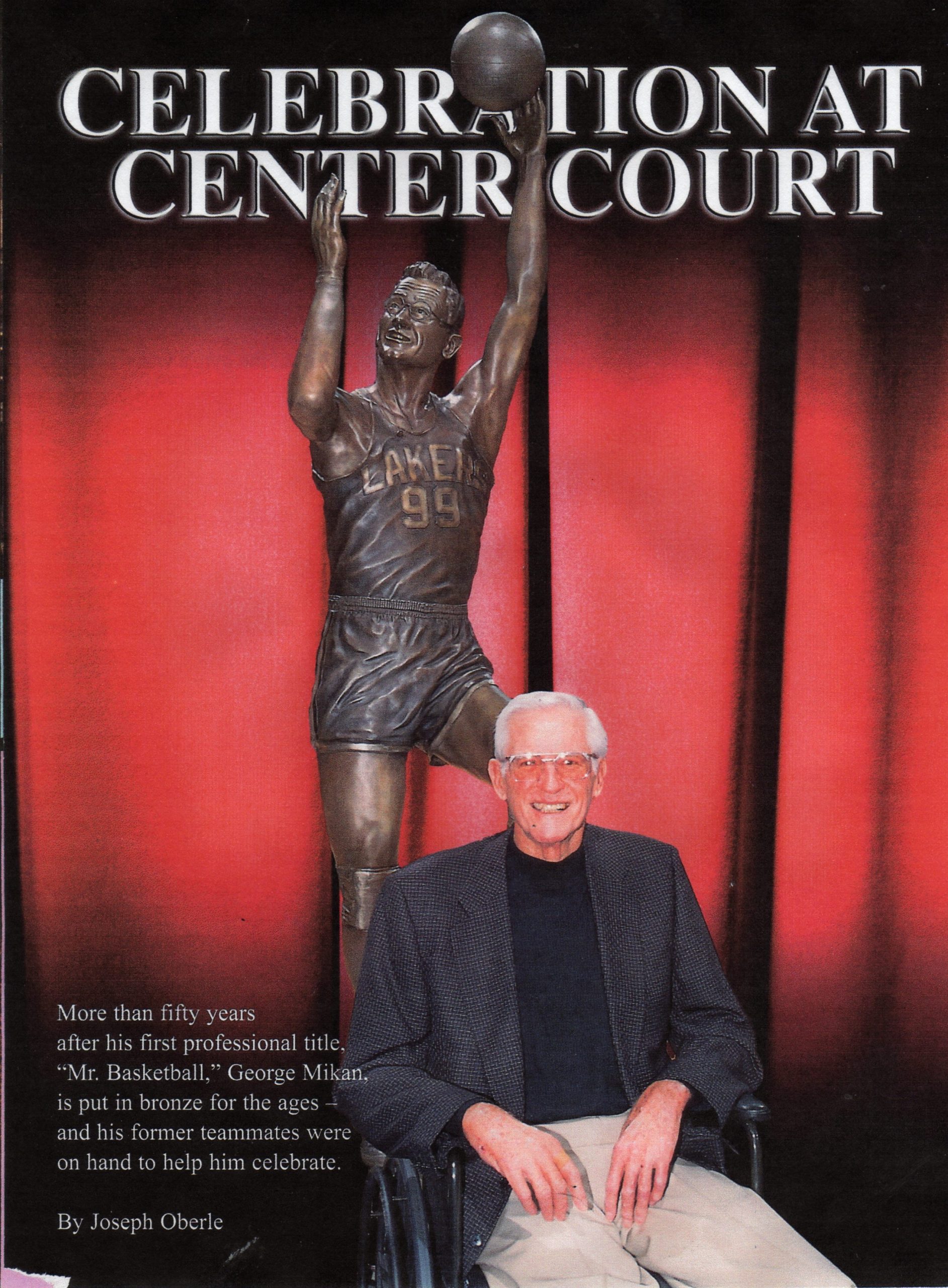 Bronze basketball George Mikan statue