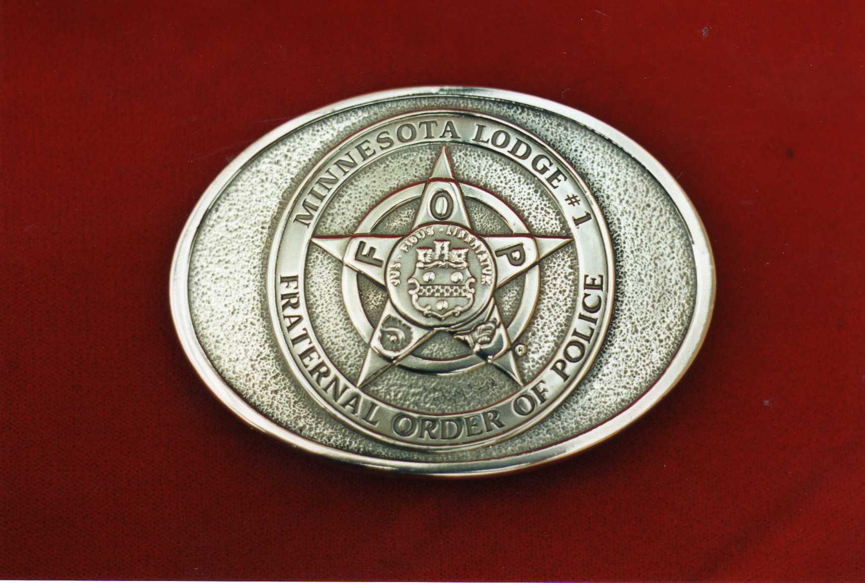 close-up of FOP buckle