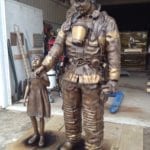 firefighter statue in progress