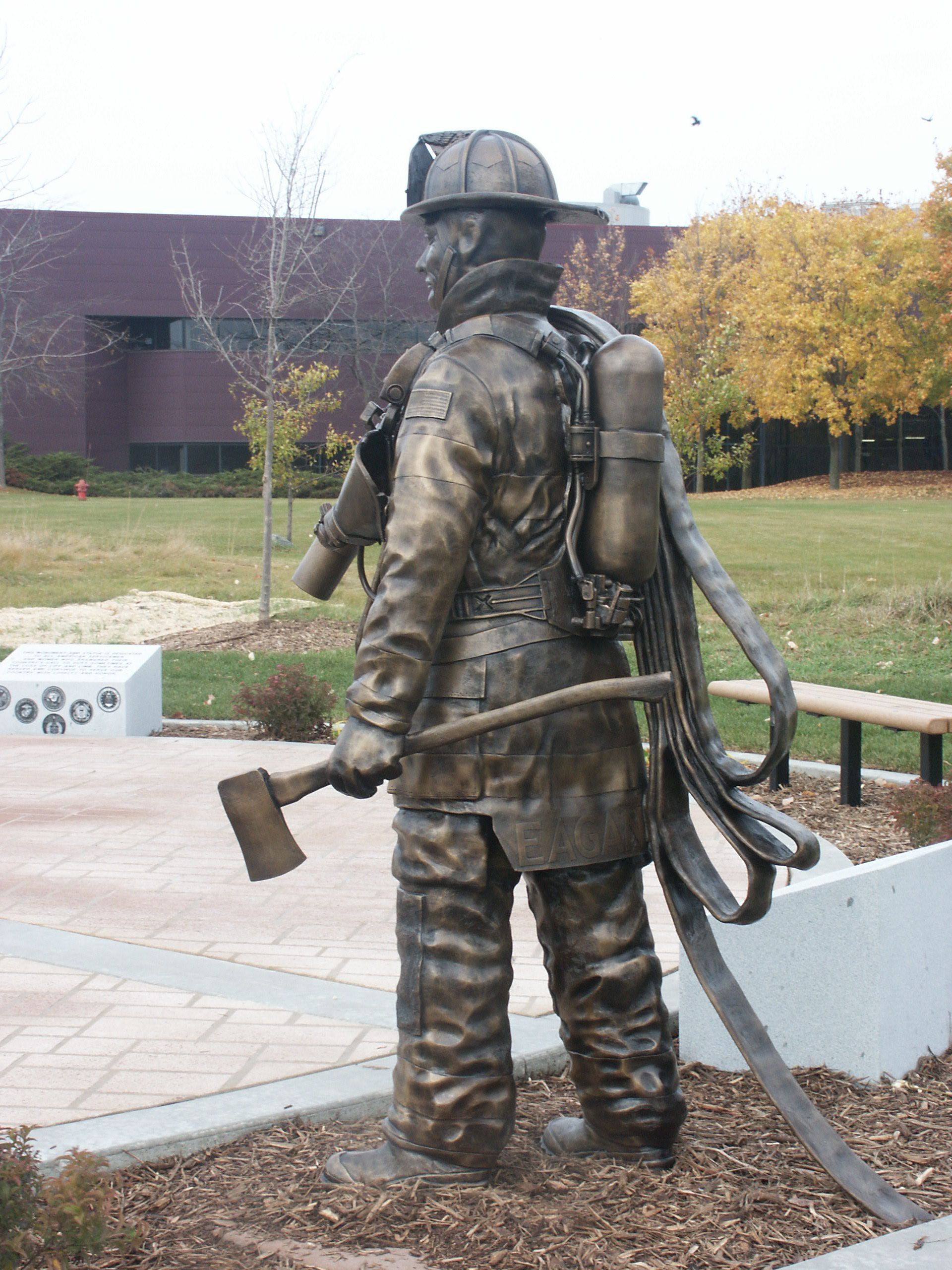 bronze firefighter outdoor statues