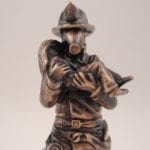 closeup of mini bronze figurine