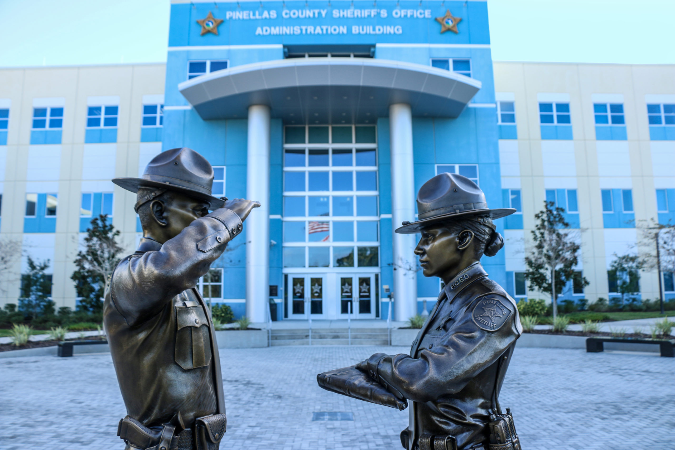 Front of bronze honor guard statues