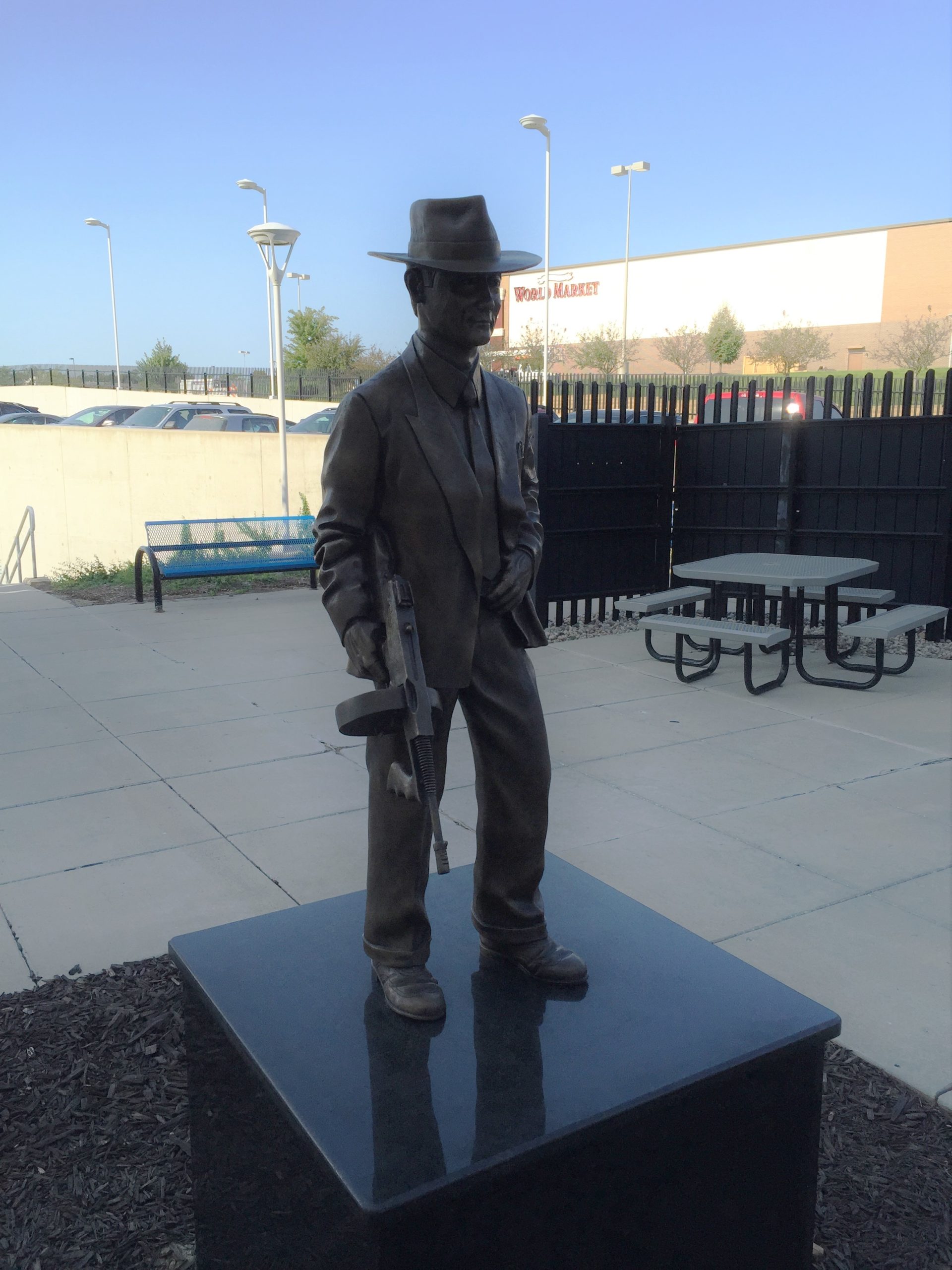 Bronze FBI G-Man memorial statue