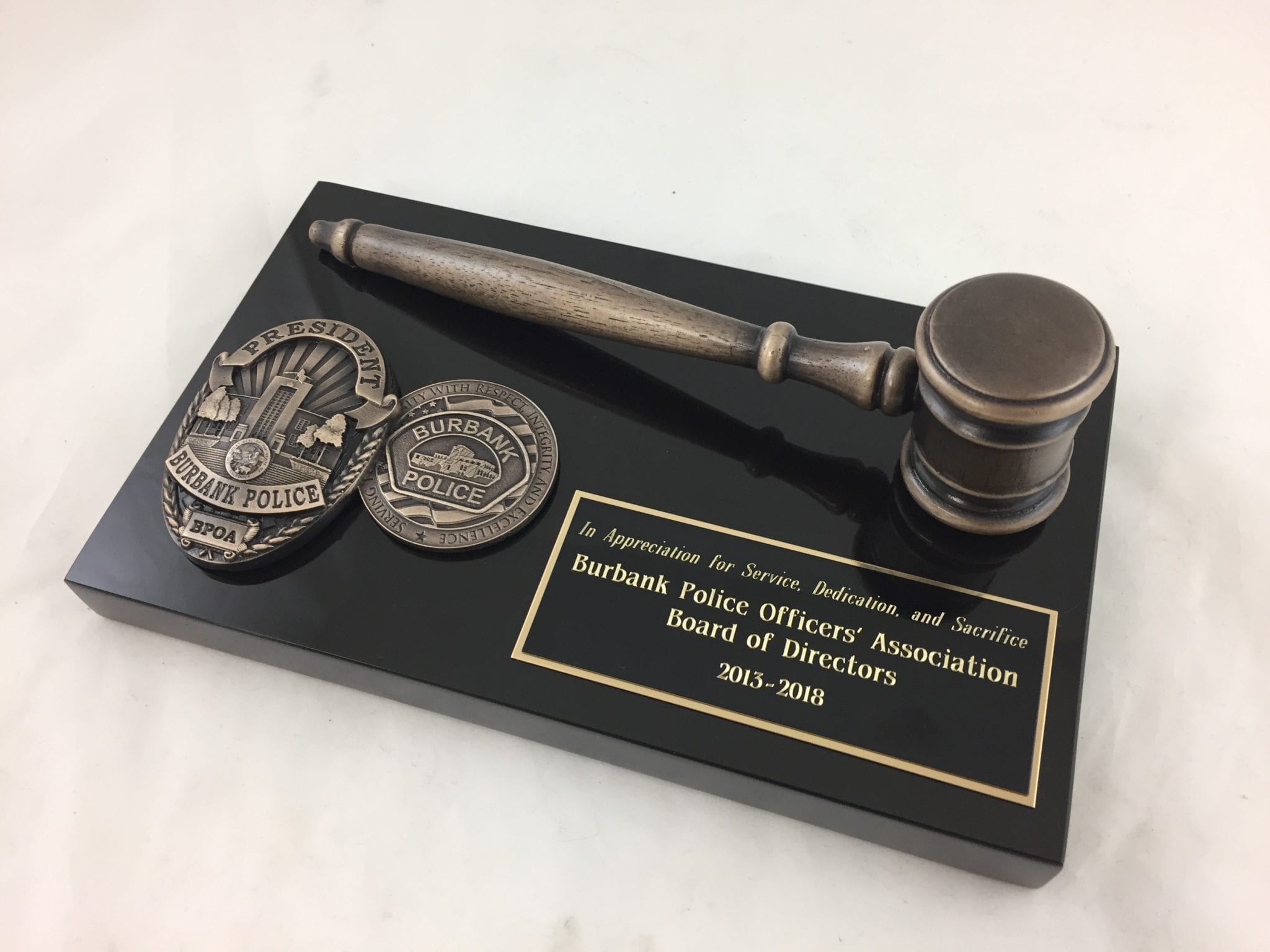 Bronze Gavel Plaque Emblem & Engraved Plate Brodin Studios