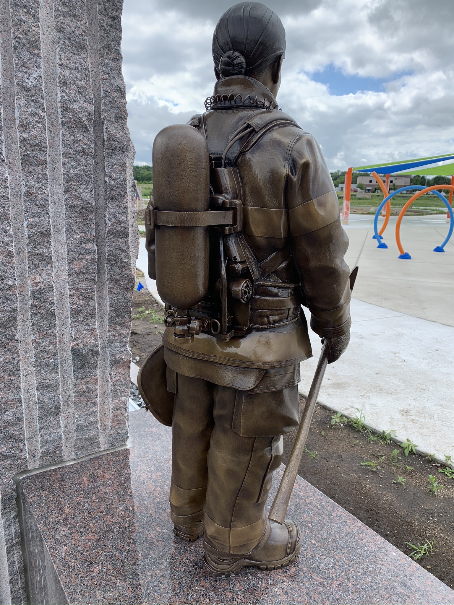 bronze firefighter statue
