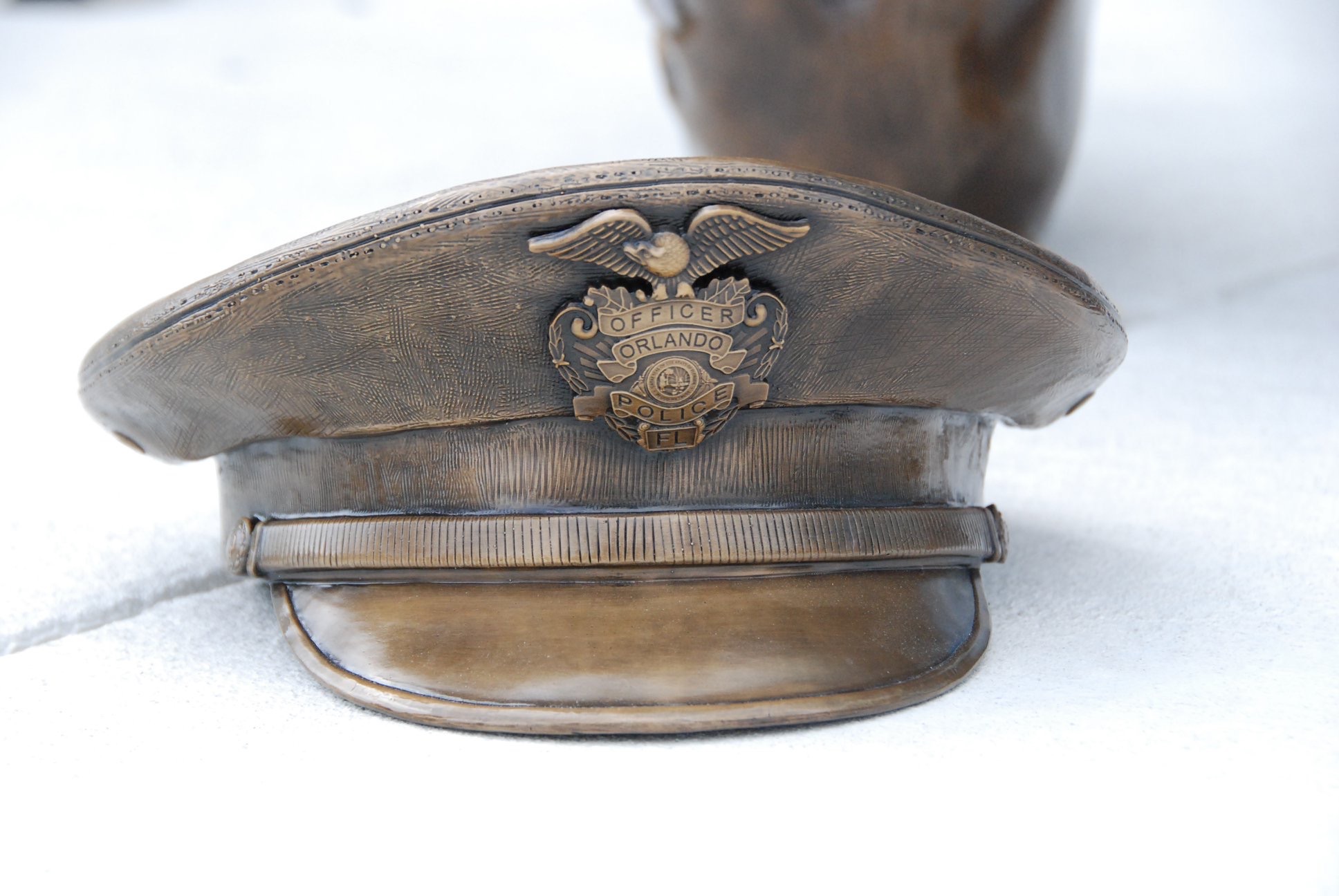 Custom bronze police officer hat