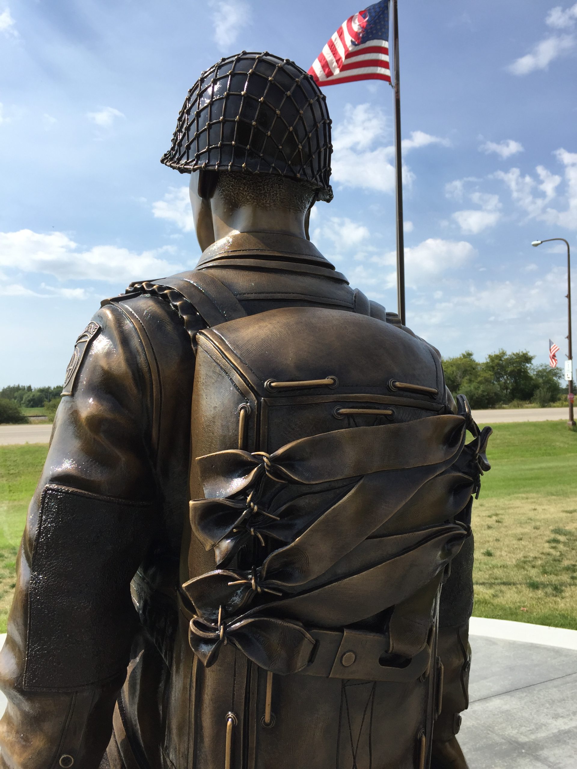 view of bronze paratrooper statue