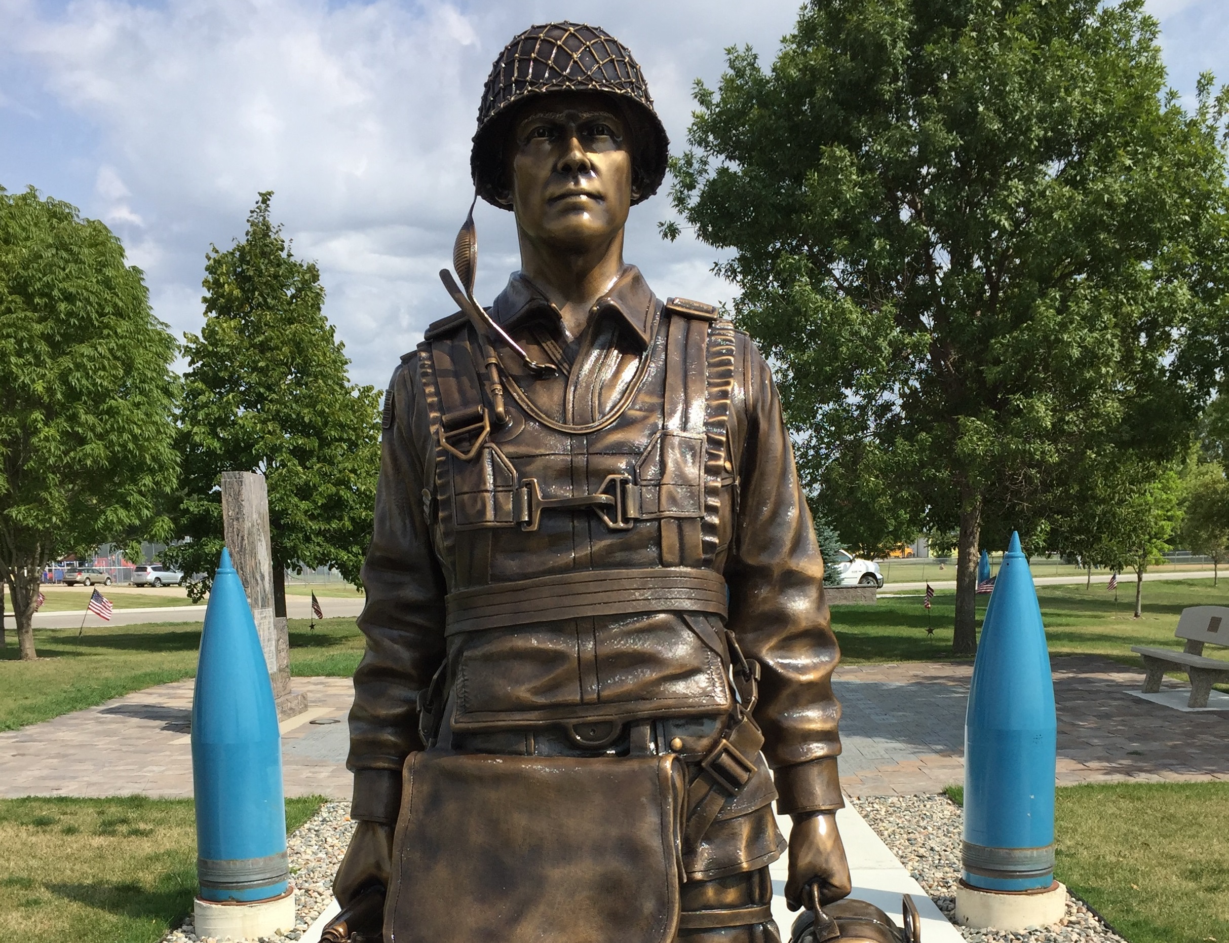 Bronze military memorial WWII Paratrooper statue