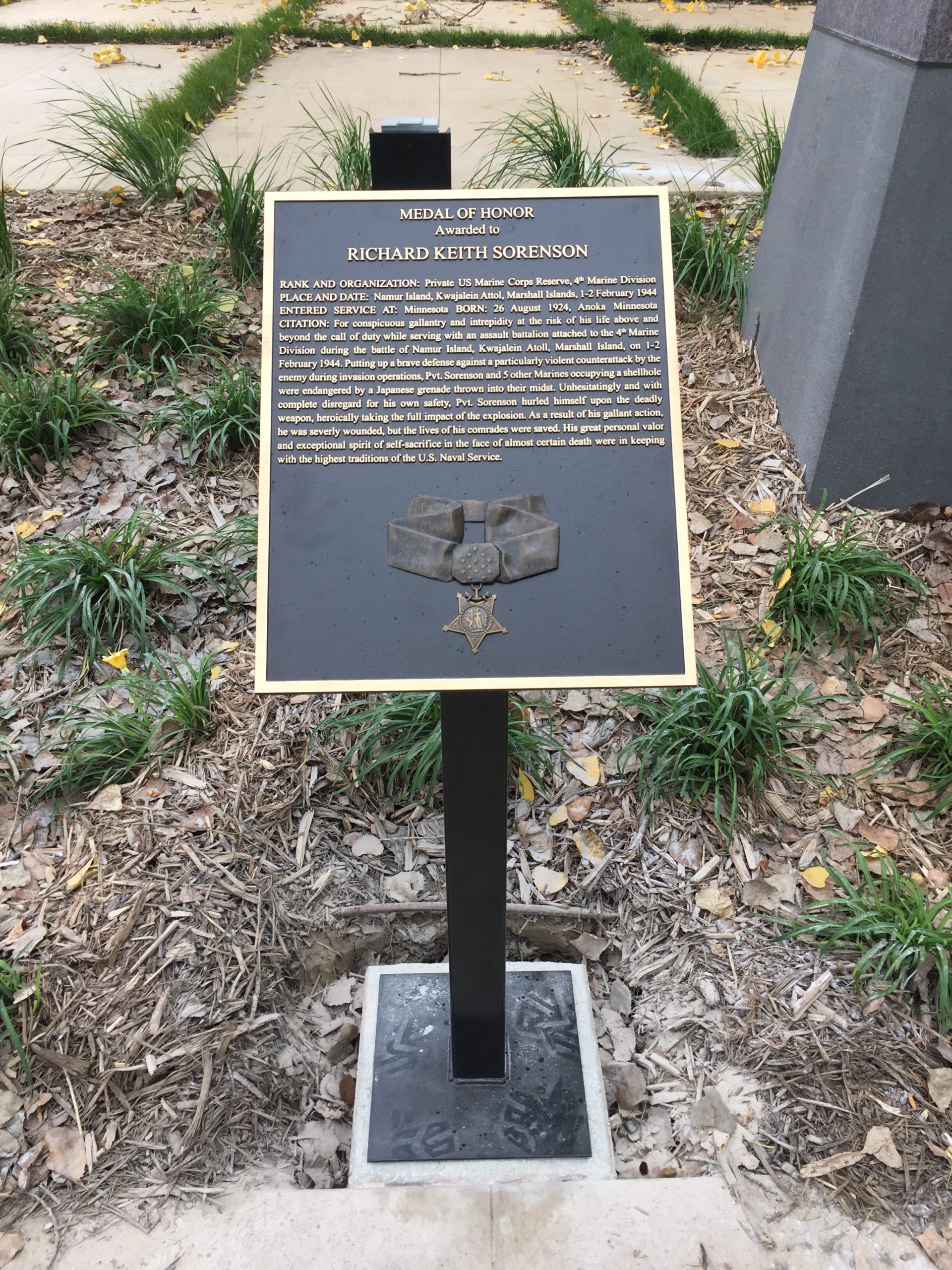 standing bronze plaque