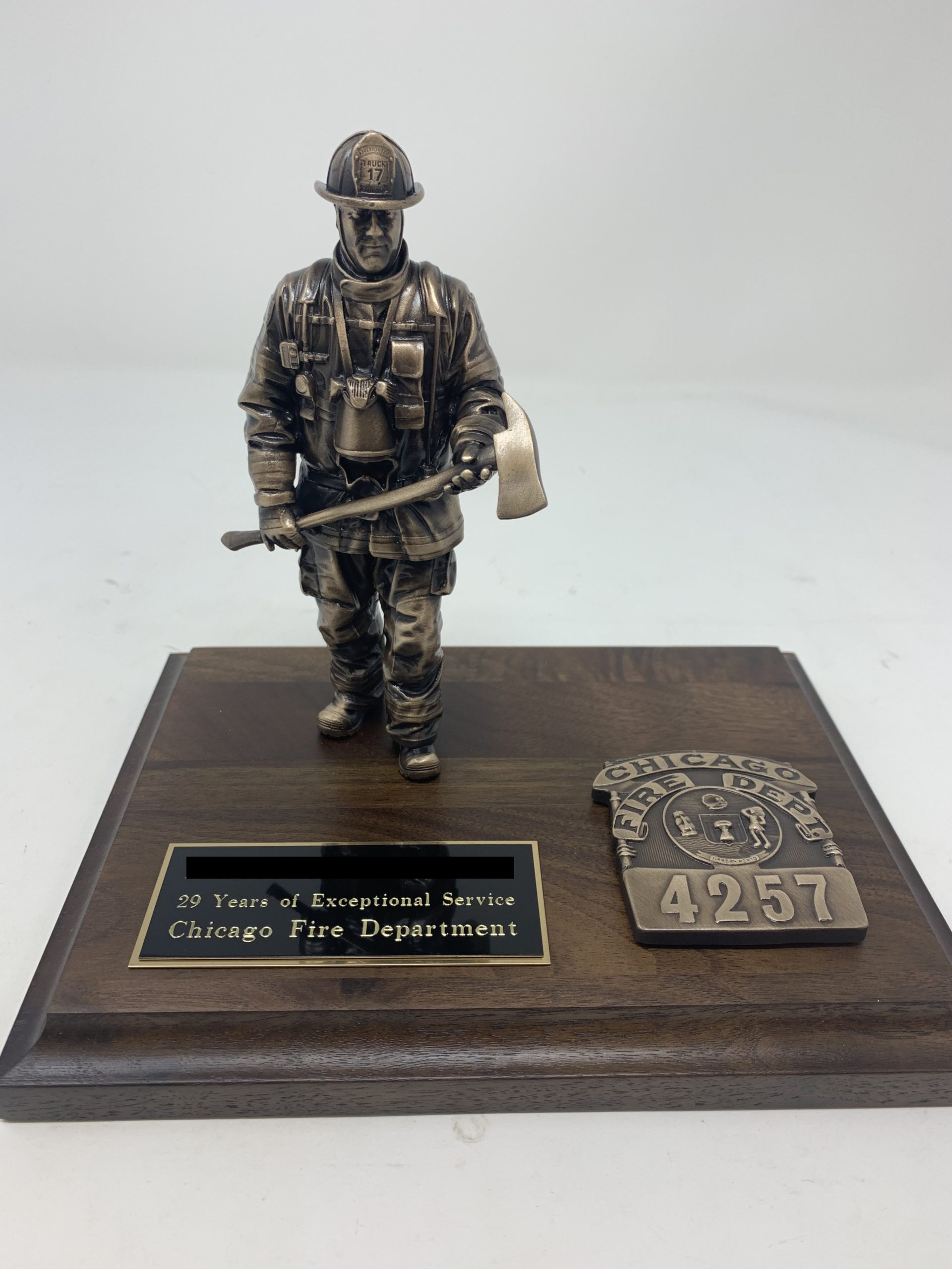 firefighter recognition award with plaque
