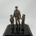 Bronze police protector with child custom law enforcement retirement and recognition awards