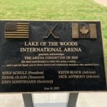 bronze plaque with american flag