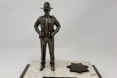 Bronze state trooper statue