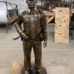 police officer bronze statue in the making