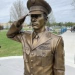 bronze soldier saluting