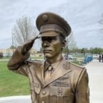 Bronze life size soldier statue saluting