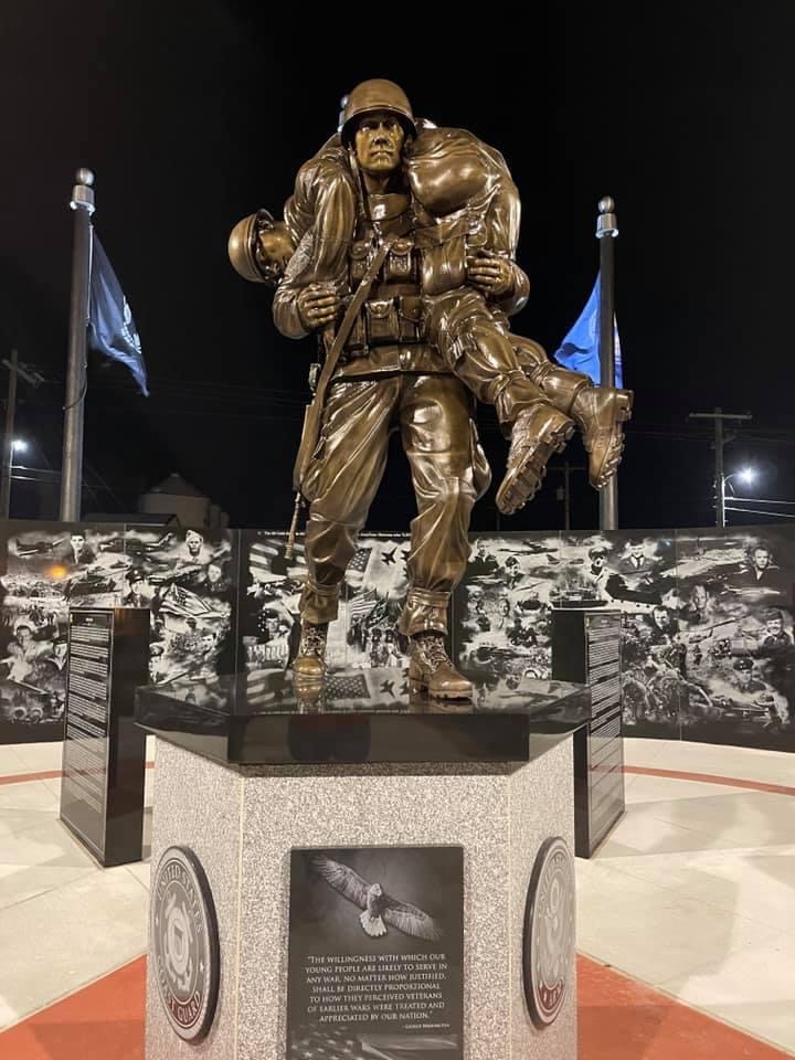 veterans memorial in Shickley NE at night