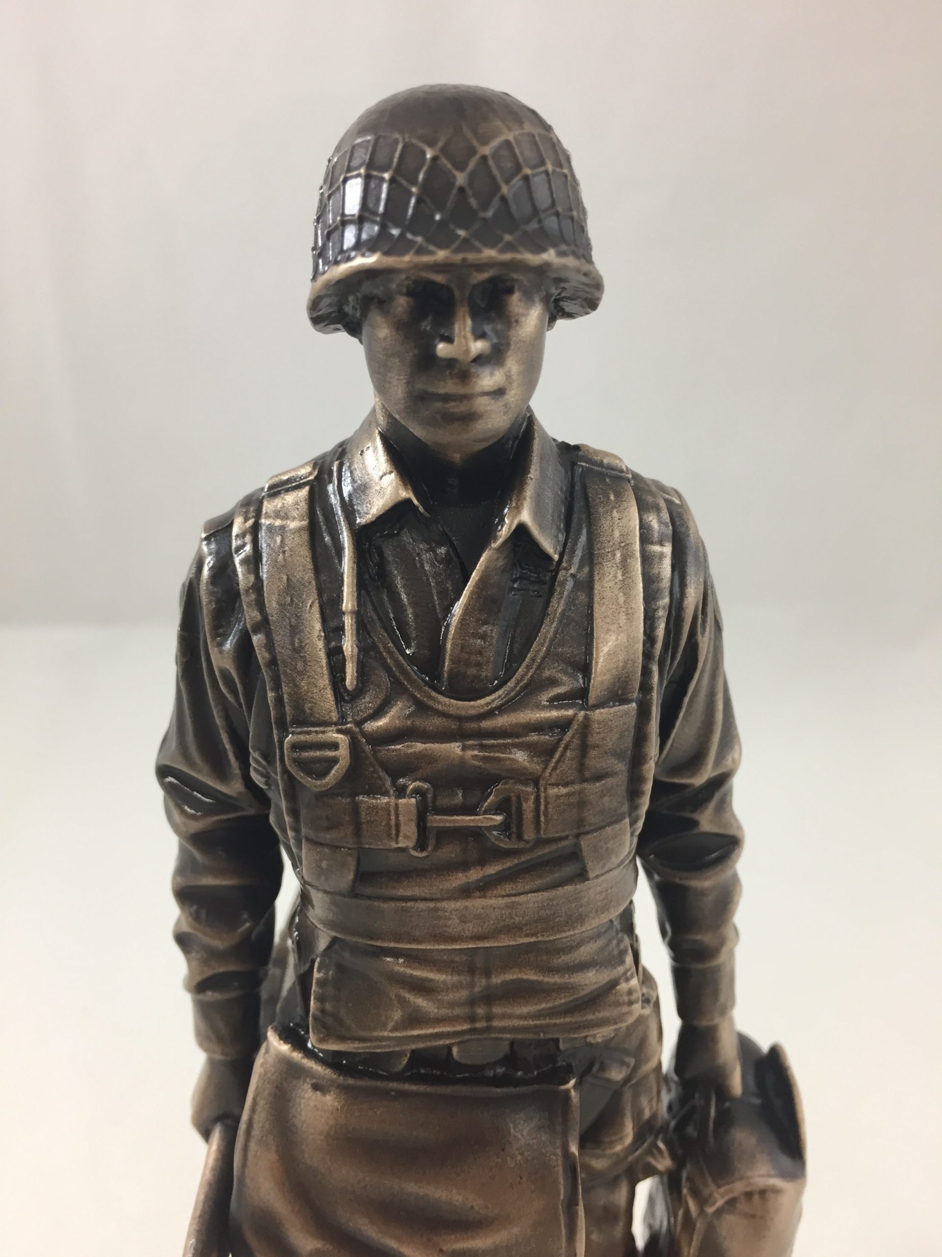closeup of bronze paratrooper