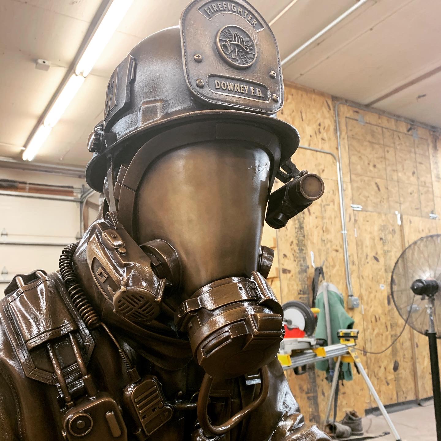 life size firefighter statues with mask