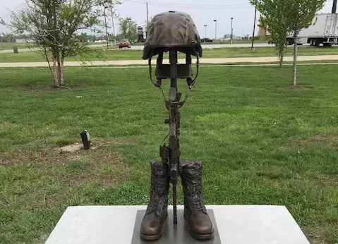 Bronze military modern day era battlefield cross memorial