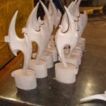 Statues before polishing. Metals include bronze, aluminum, steel, brass, and stainless steel.