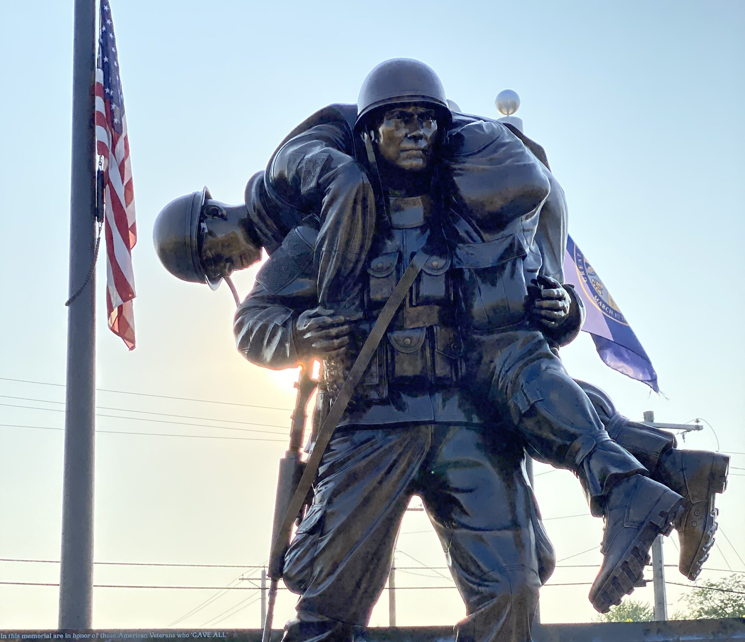 closeup of veterans memorial in Shickley NE