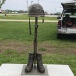 Bronze military Vietnam Era battlefield cross memorial
