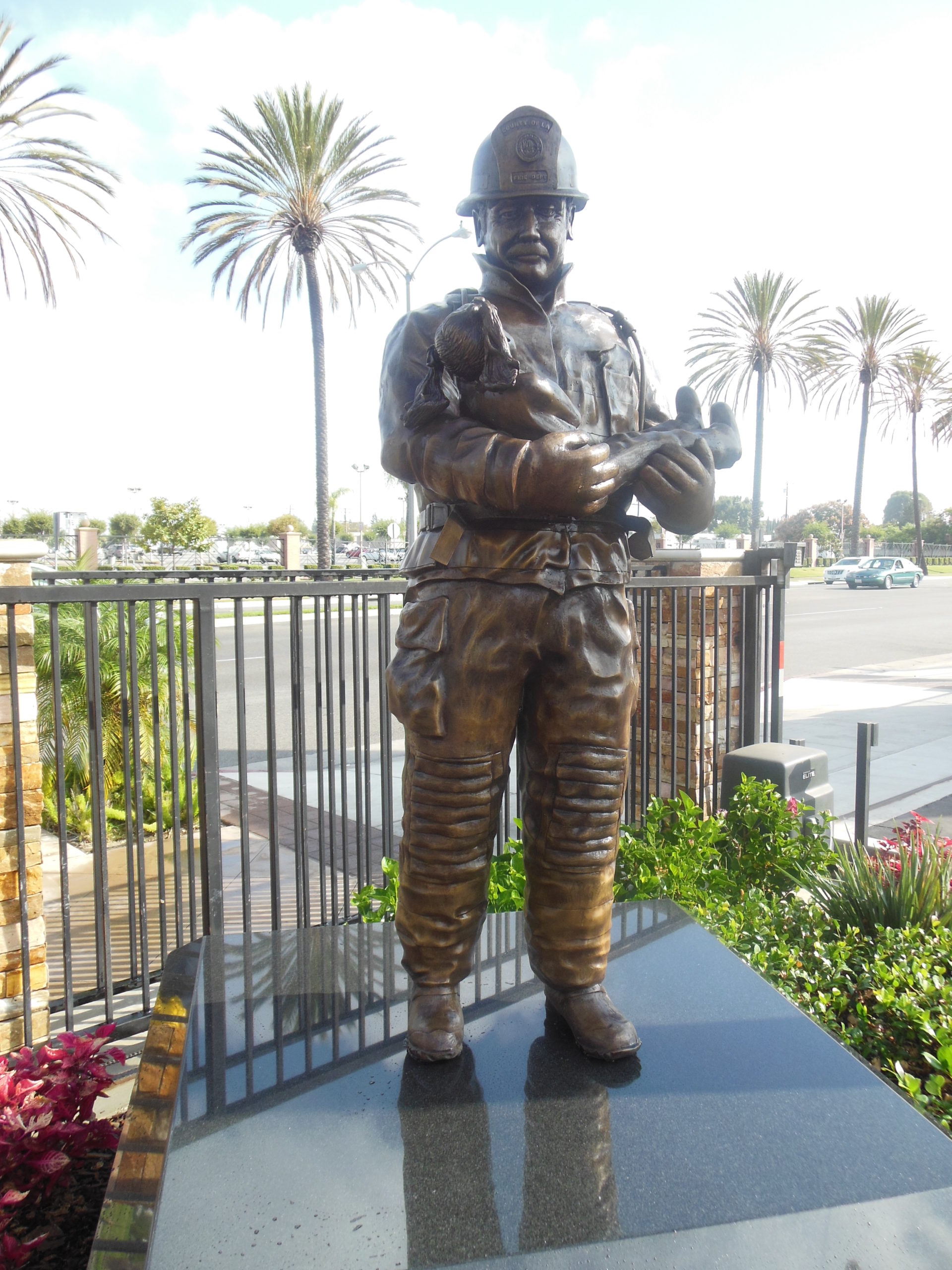 bronze firefighter sculpture of Protector I