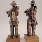two miniature bronze sculptures