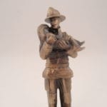 mini bronze firefighter sculpture